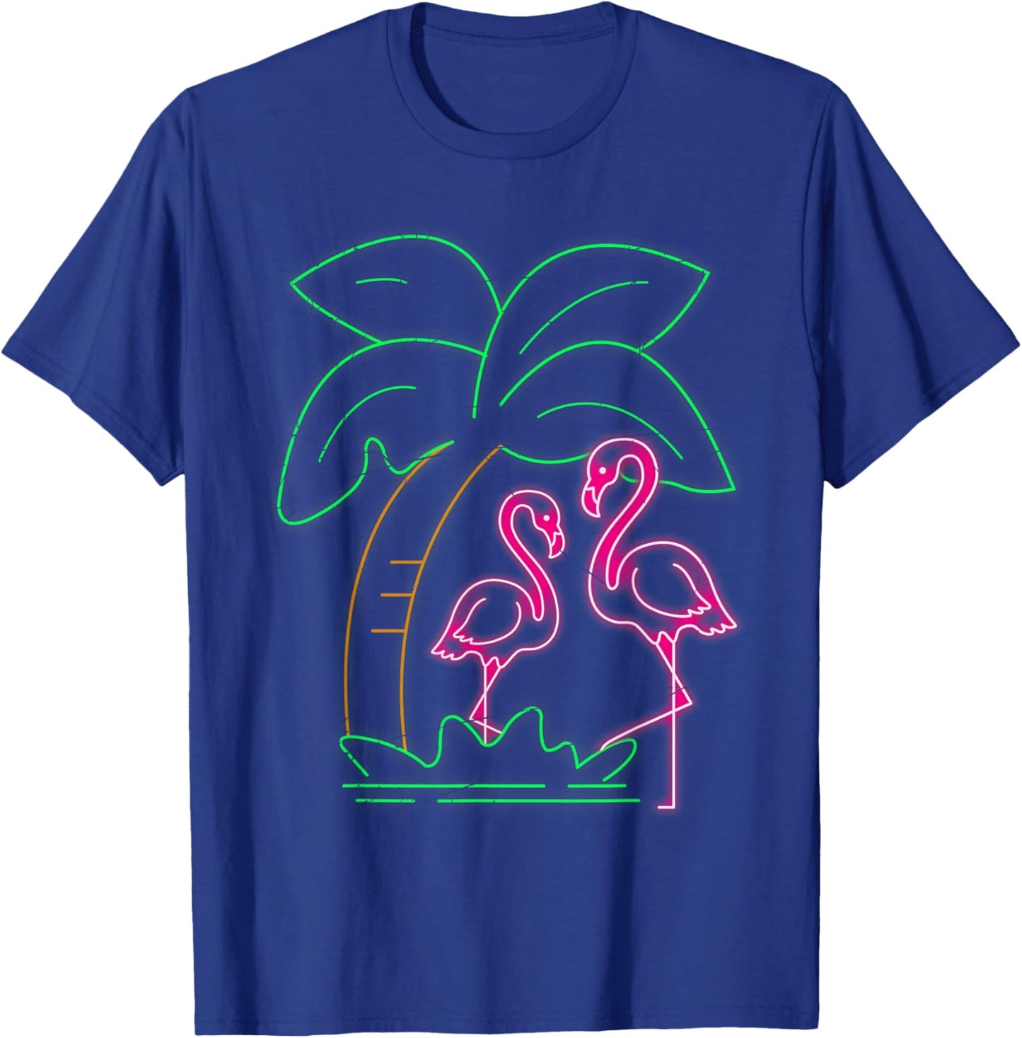 Exotic Bird Flamingos Tropical Animal Palm Tree Flamingo T-Shirt - T-Shirt | Royal