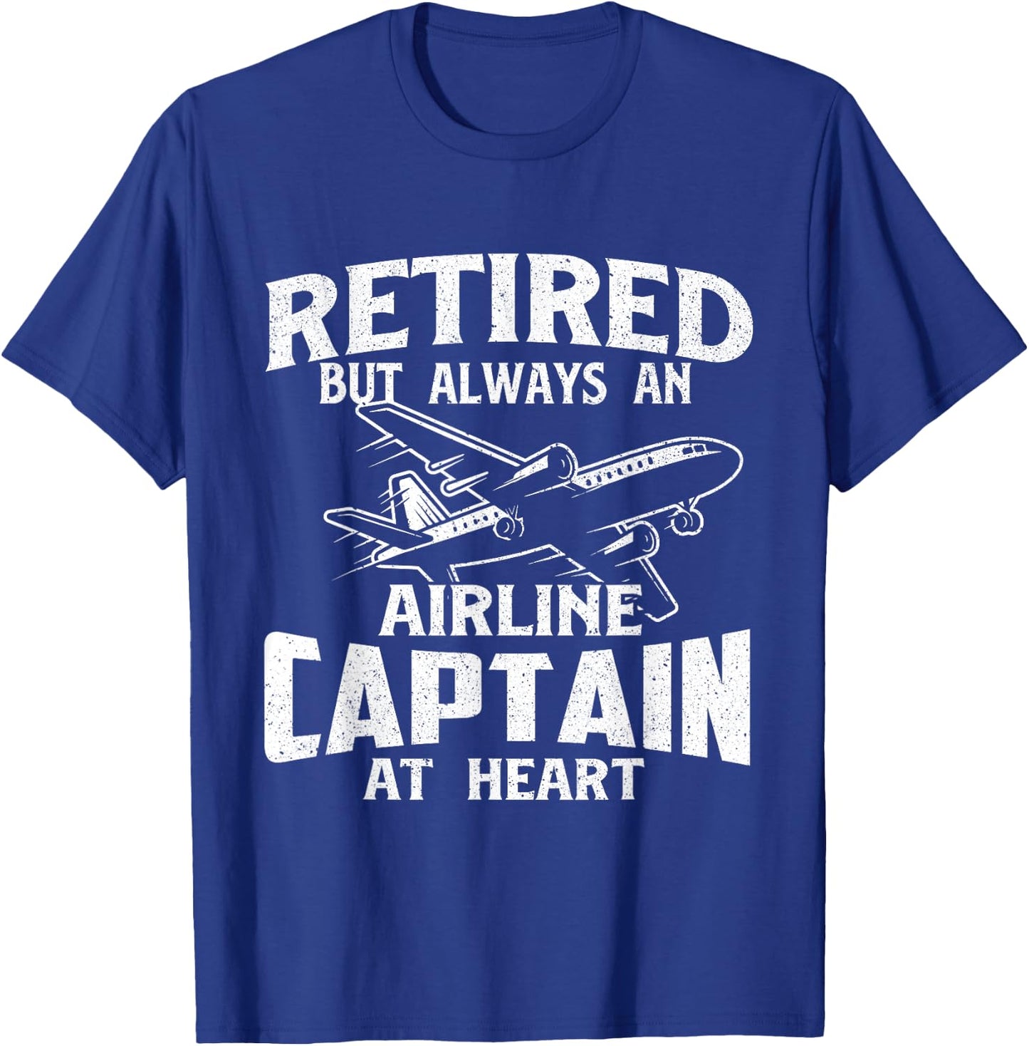 Airline Captain At Heart - Airplane Aircraft Lover Aviator T-Shirt - T-Shirt | Royal