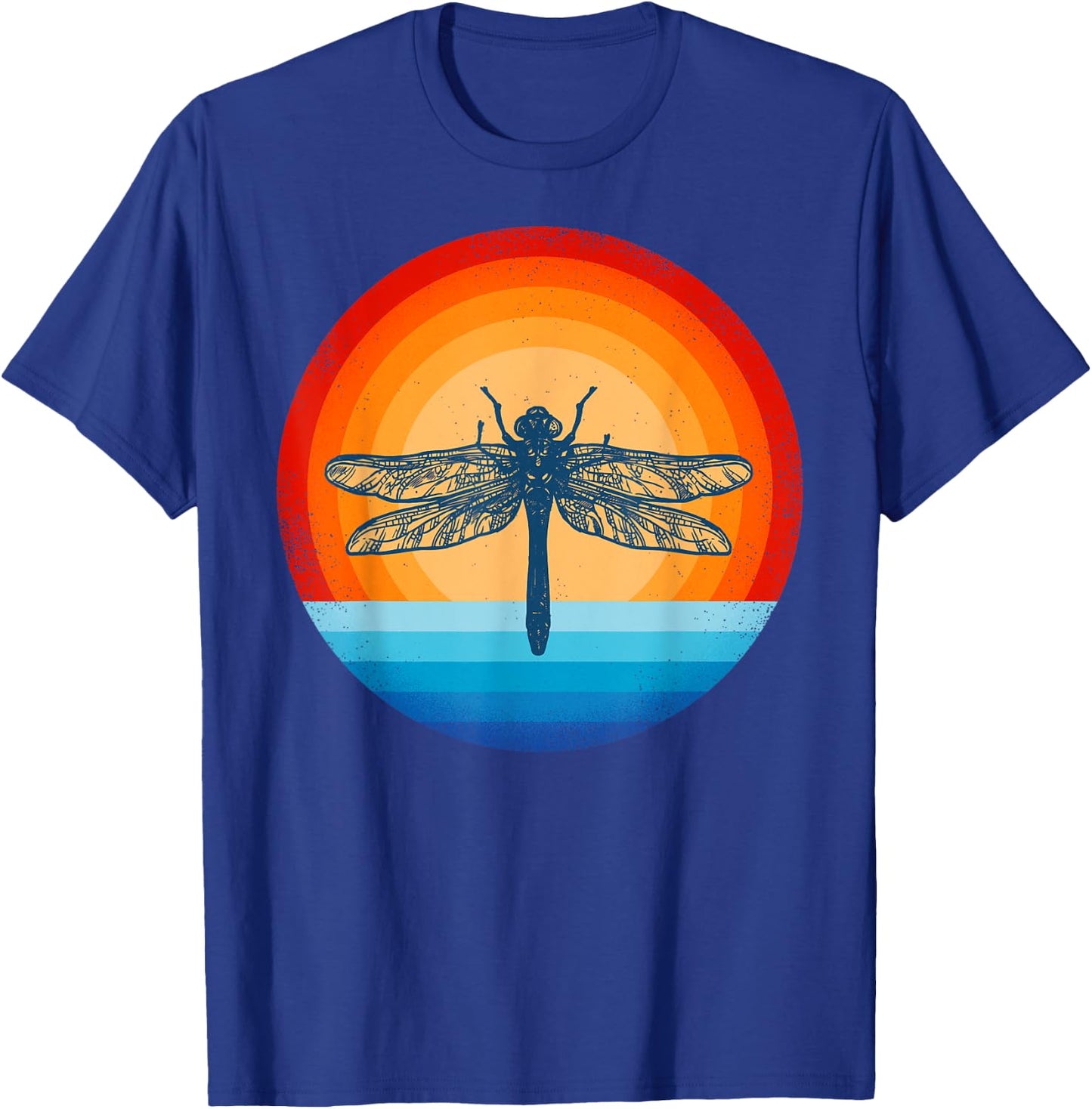 Dragonfly Retro Vintage 60s 70s Sunset Bug Insect Men Women T-Shirt - T-Shirt | Royal