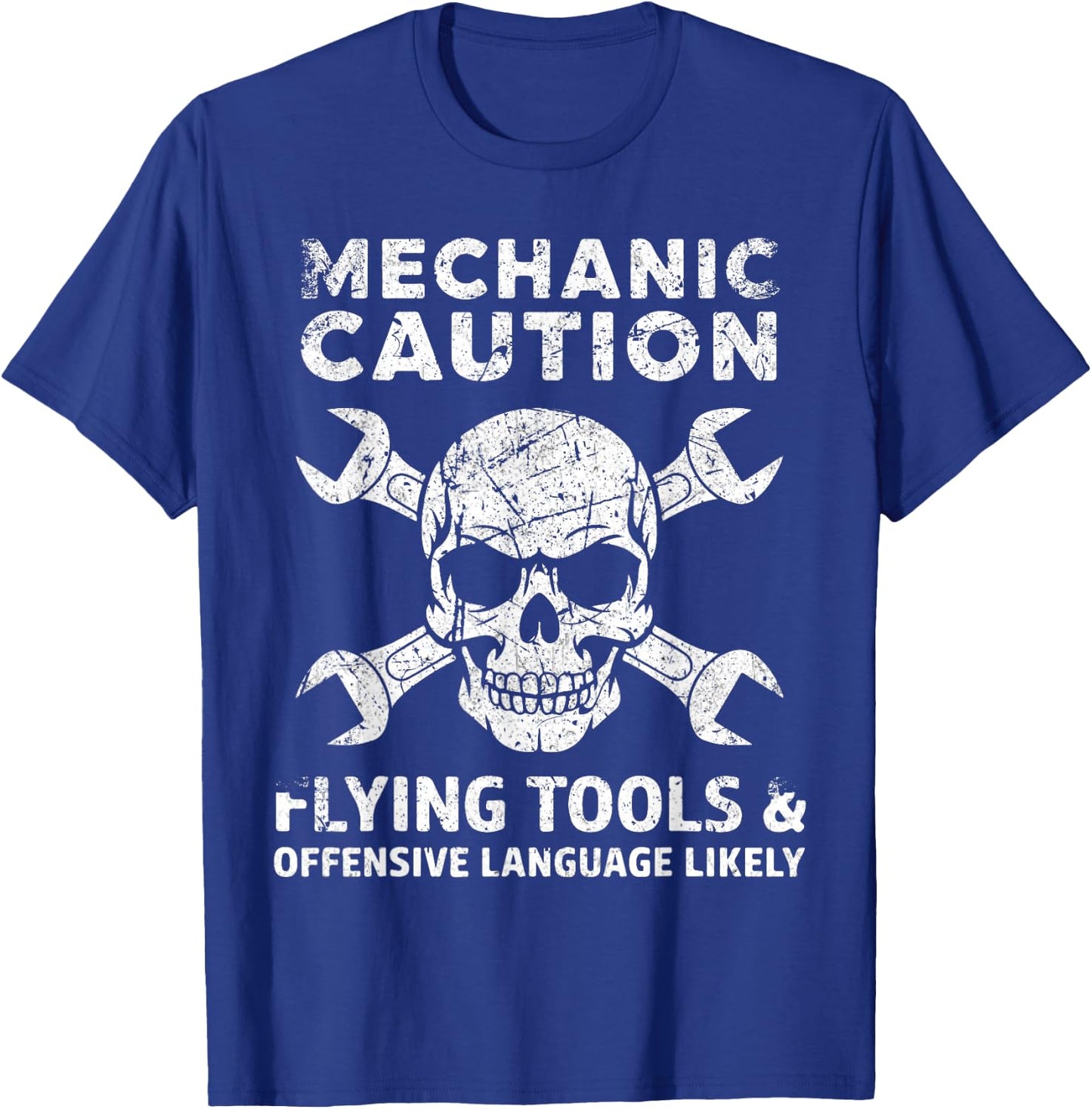 Mechanic Caution Skull Humor for Mechanics T-Shirt - T-Shirt | Royal
