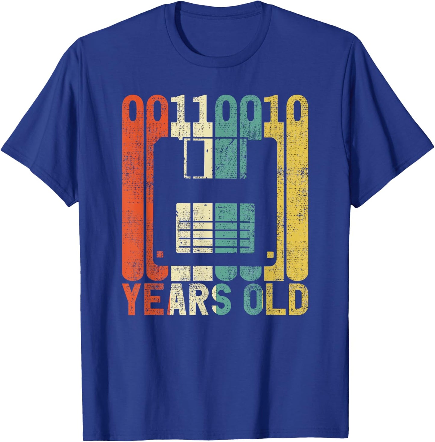 Retro 50th Birthday Nerd Floppy Disk Binary Computer Gift T-Shirt - T-Shirt | Royal