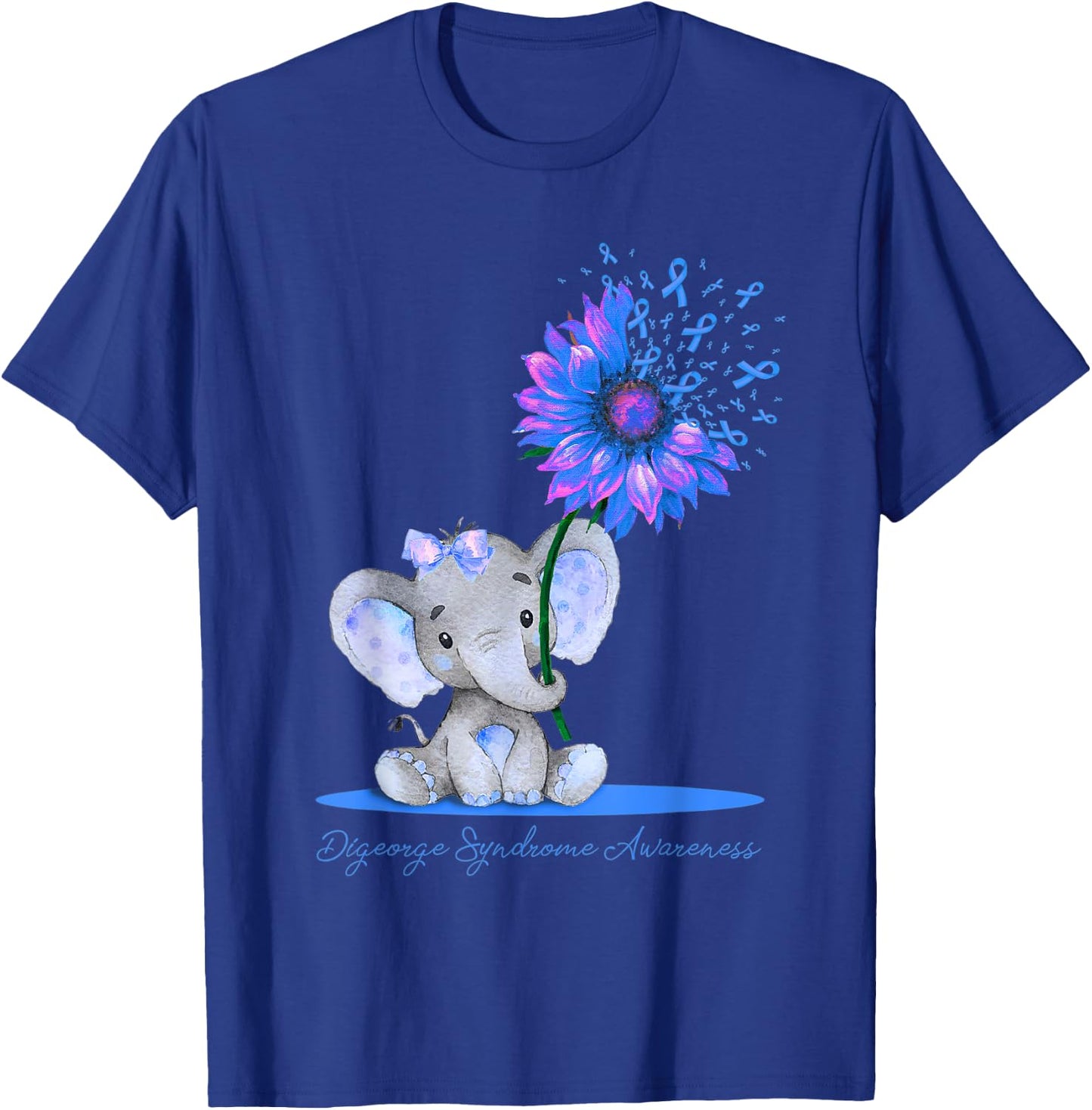 DIGEORGE SYNDROME AWARENESS Cute Elephant Sunflower Light T-Shirt - T-Shirt | Royal