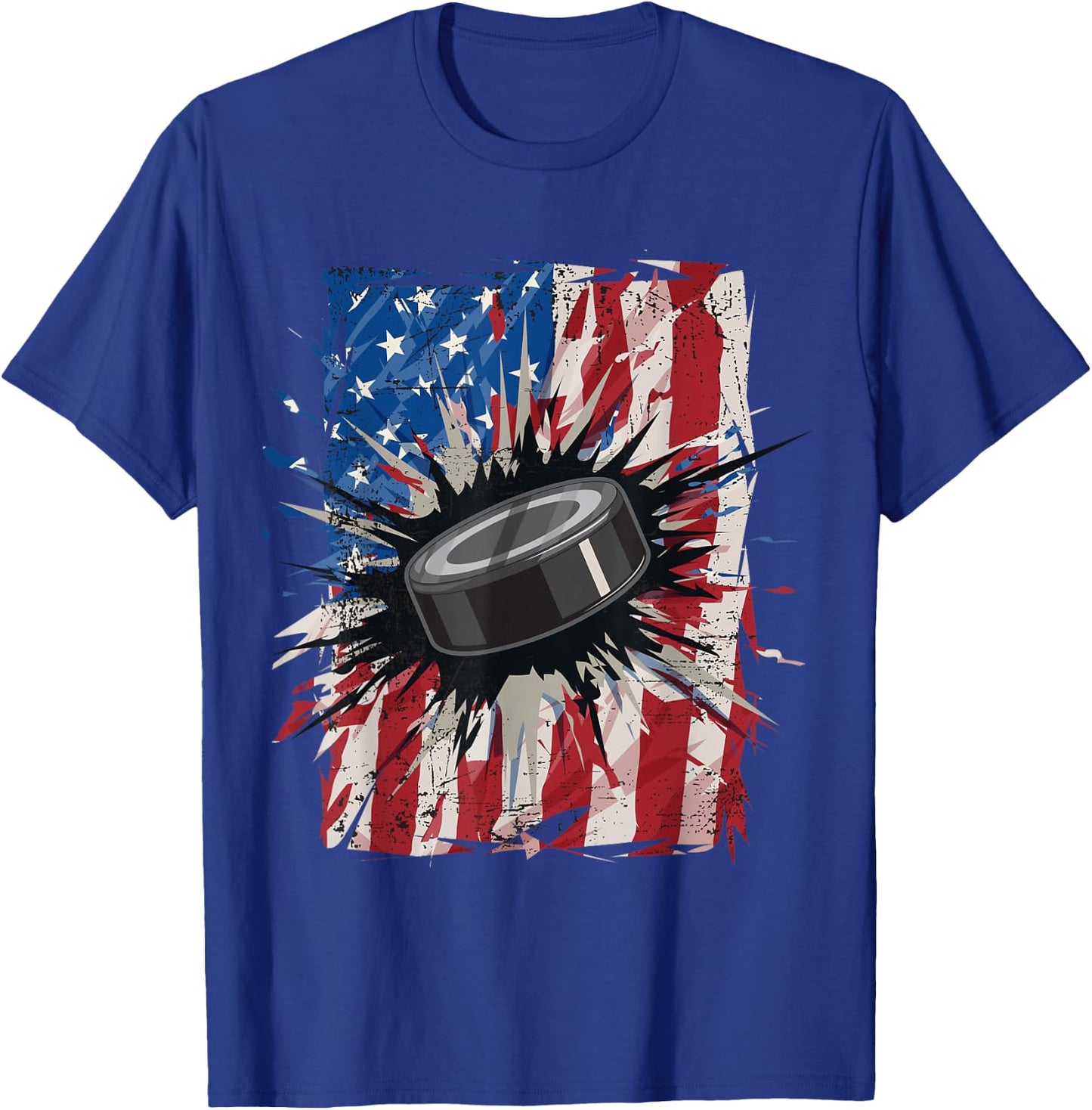 Patriotic Ice Hockey 4th of July Men USA American Flag Boys Small T-Shirt - T-Shirt | Royal