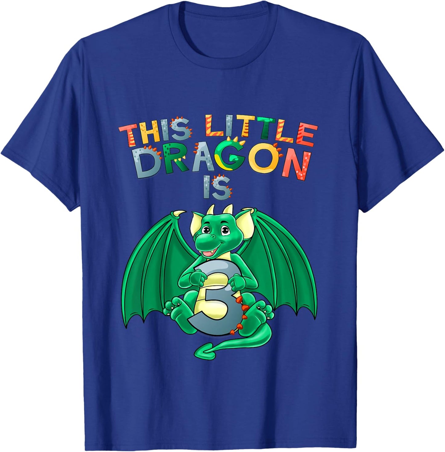 Kids This Little Dragon Is 3 Dragon 3rd Birthday 3 Year Old Boy T-Shirt - T-Shirt | Royal