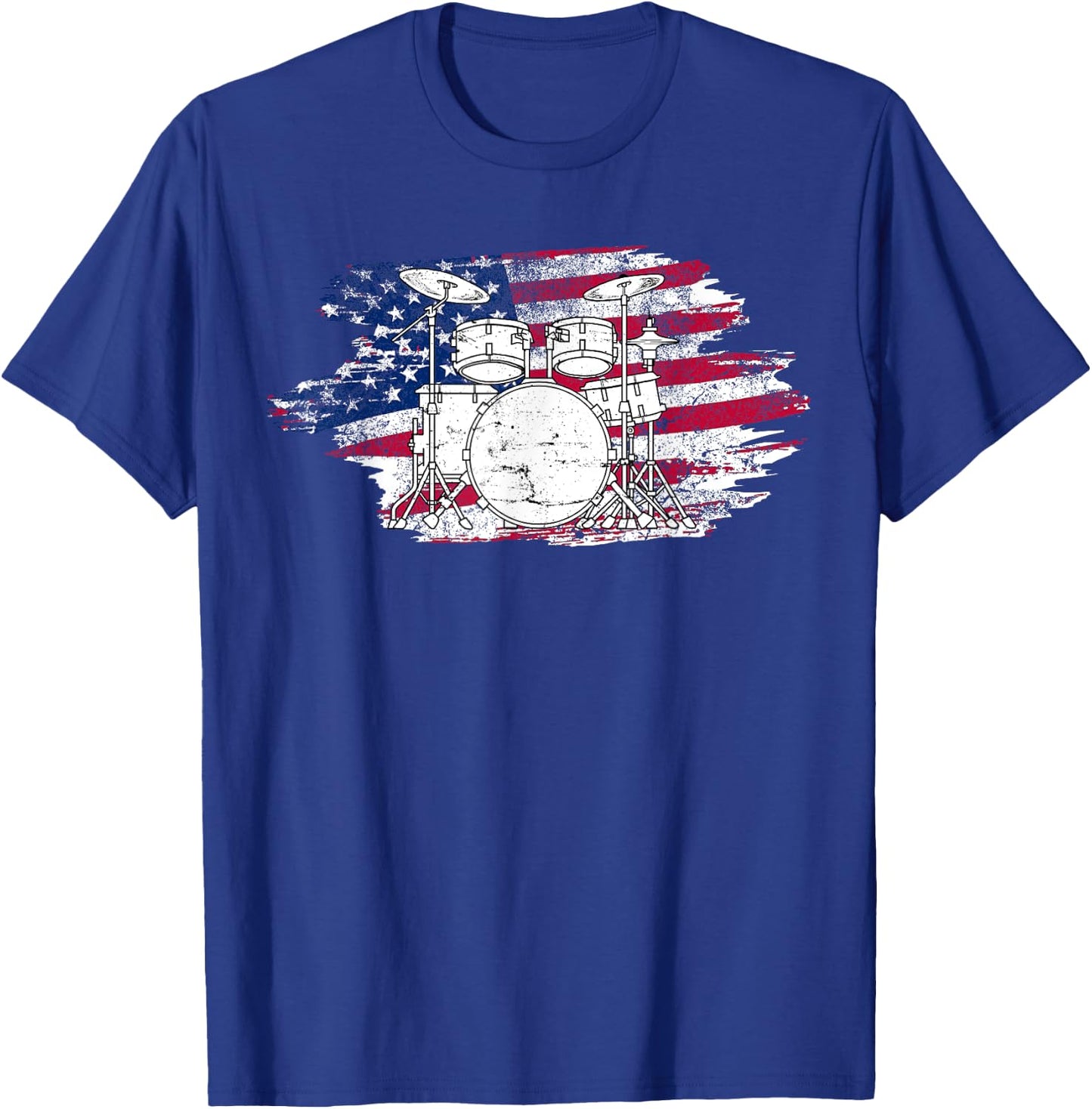 Cool Drummer Art Women America US Flag Drum Set T-Shirt - T-Shirt | Royal