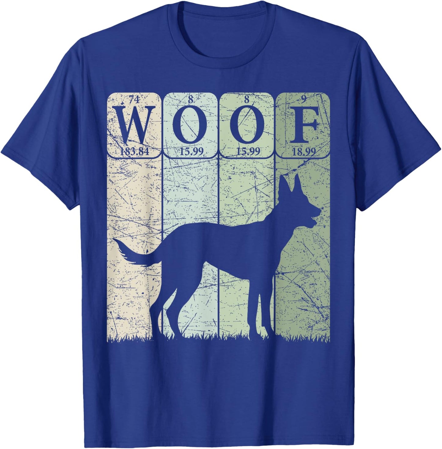 Belgian Malinois Dog Periodic Table Elements Malinois Woof T-Shirt - T-Shirt | Royal