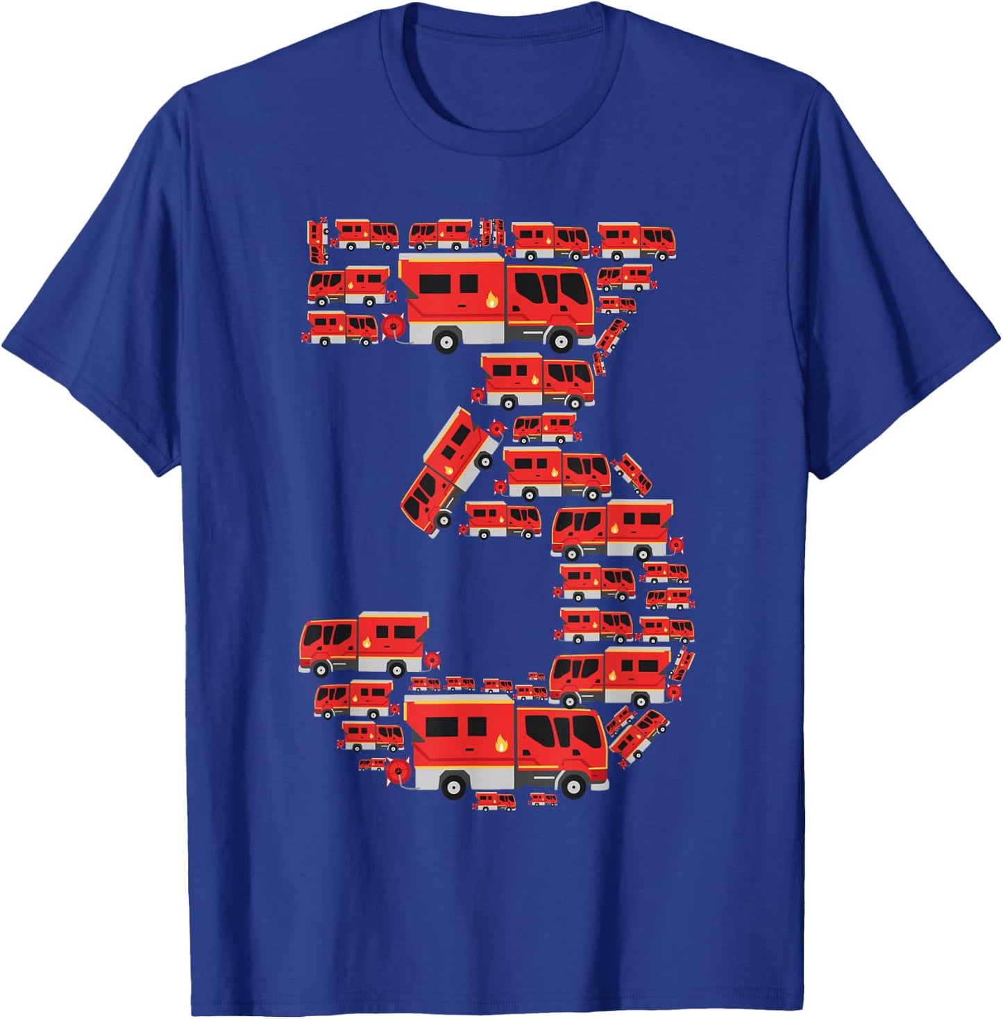Fire Truck 3rd Birthday Boy 3 Year Old Toddler Firefighter T-Shirt - T-Shirt | Royal