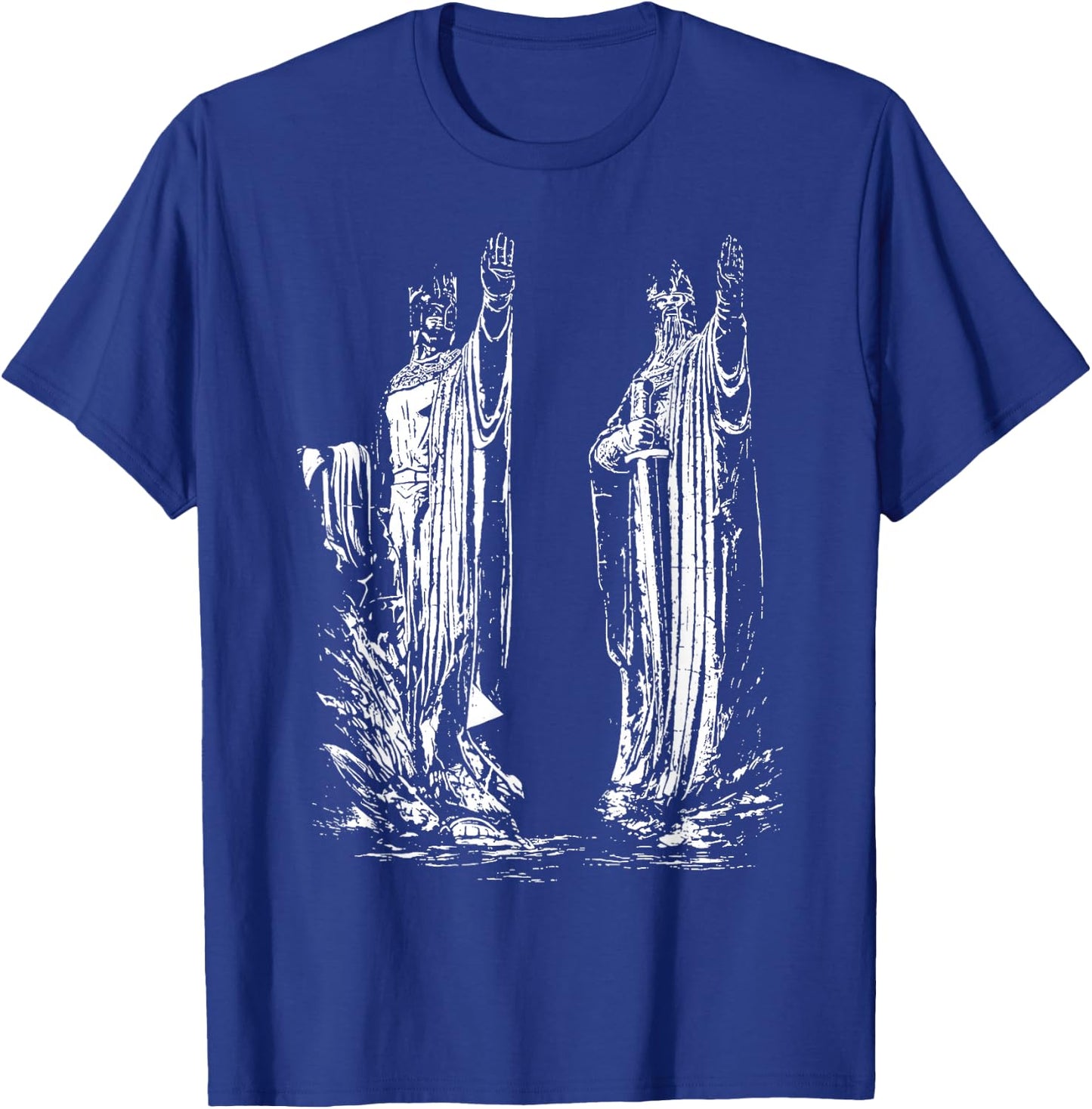 Ancient Twin Guardian Statues Fantasy Design T-Shirt - T-Shirt | Royal