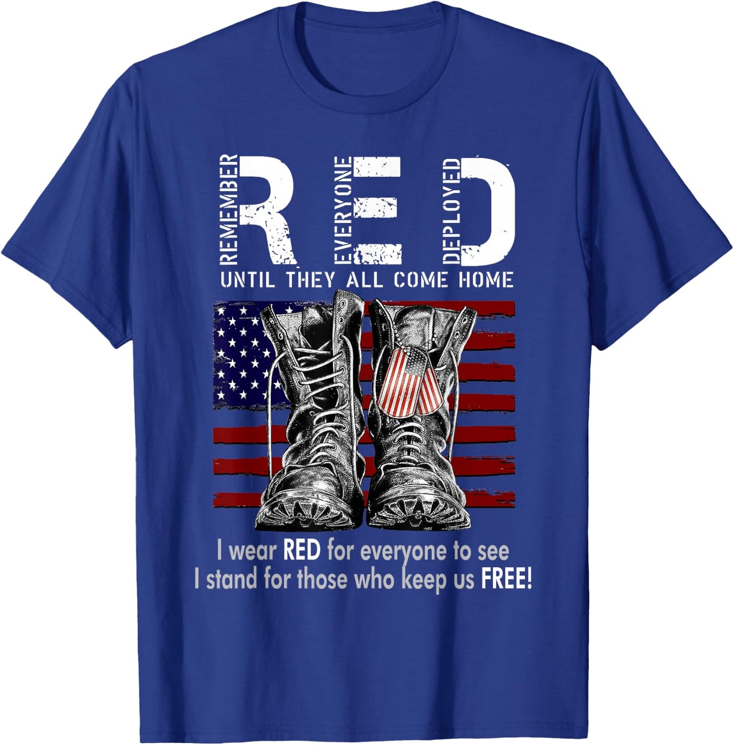 On Friday We Wear Red Military R.E.D Friday Military Remember Everyone Deployed -Adults US Flag Black Small Classic Fit Short Sleeve T-Shirt - T-Shirt | Royal