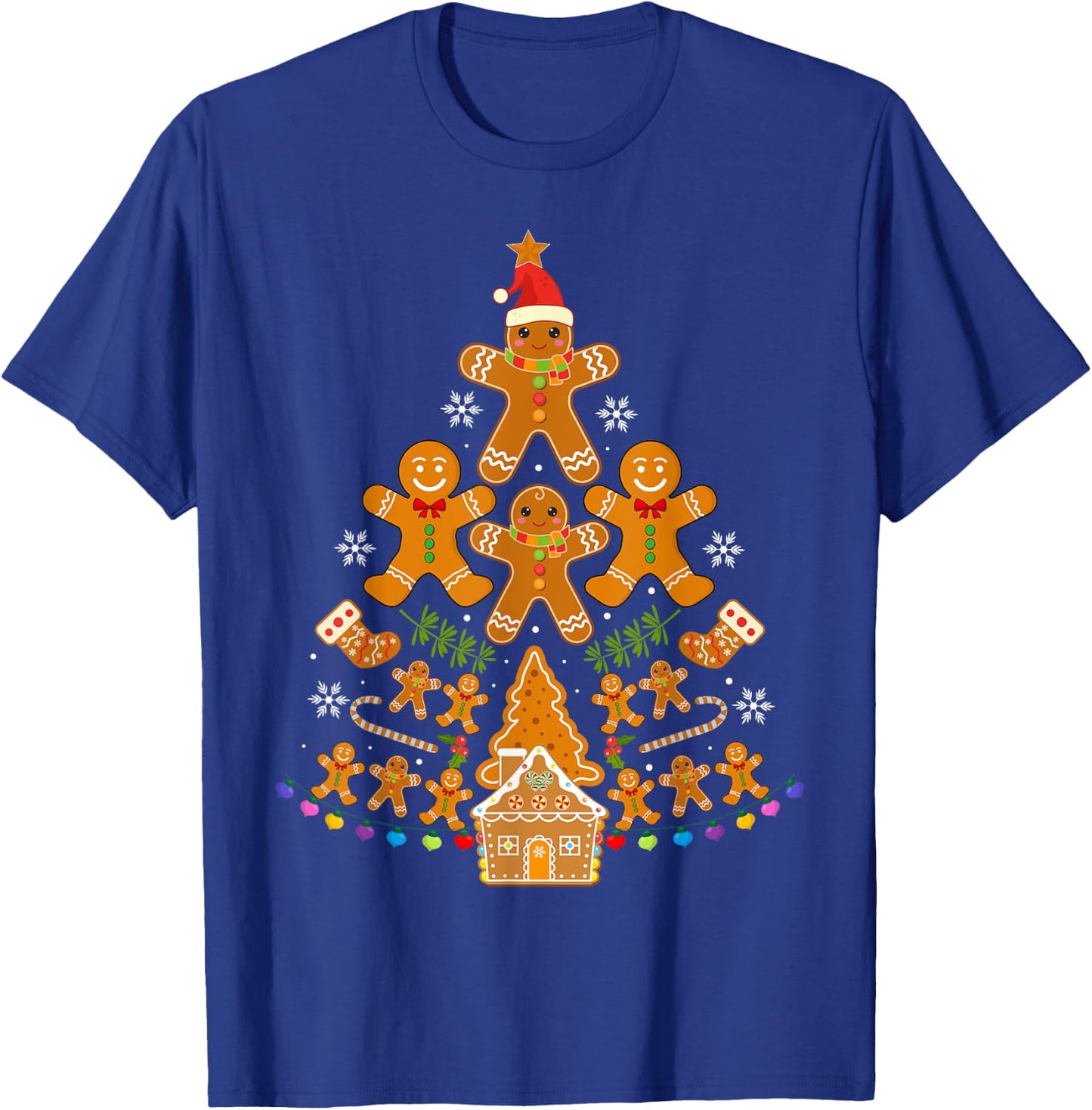 Gingerbread Christmas Tree Lights Cookie Baking Team T-Shirt - T-Shirt | Royal