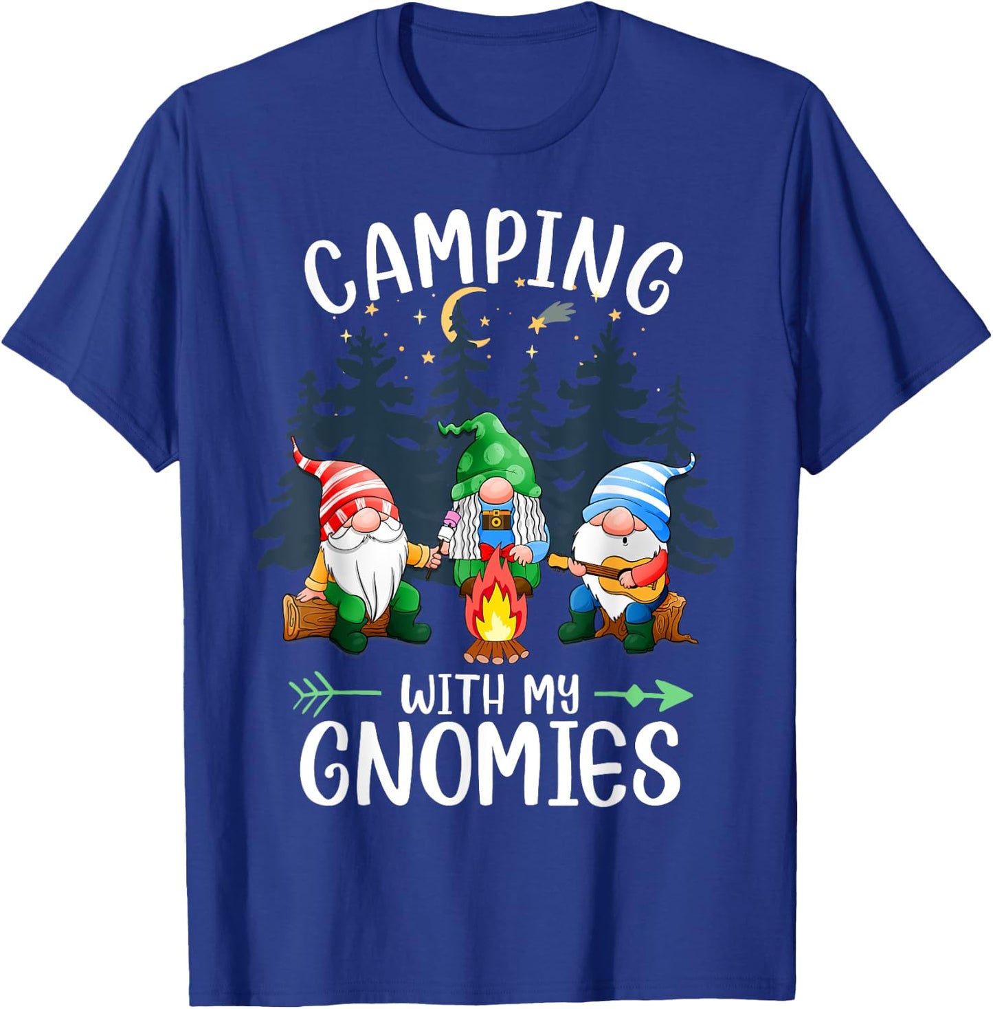 Camping with My Gnomies Funny Gnome Camp Women Men Small T-Shirt - T-Shirt | Royal