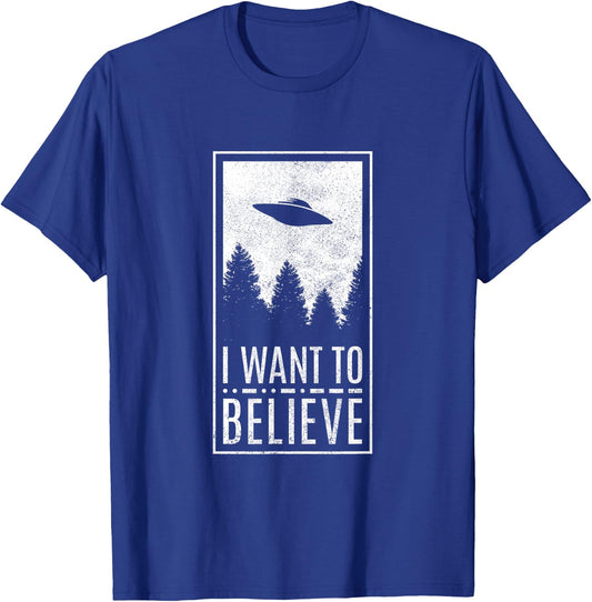 I Want To Believe UFO Alien Conspiracy Believer T-Shirt - T-Shirt | Royal