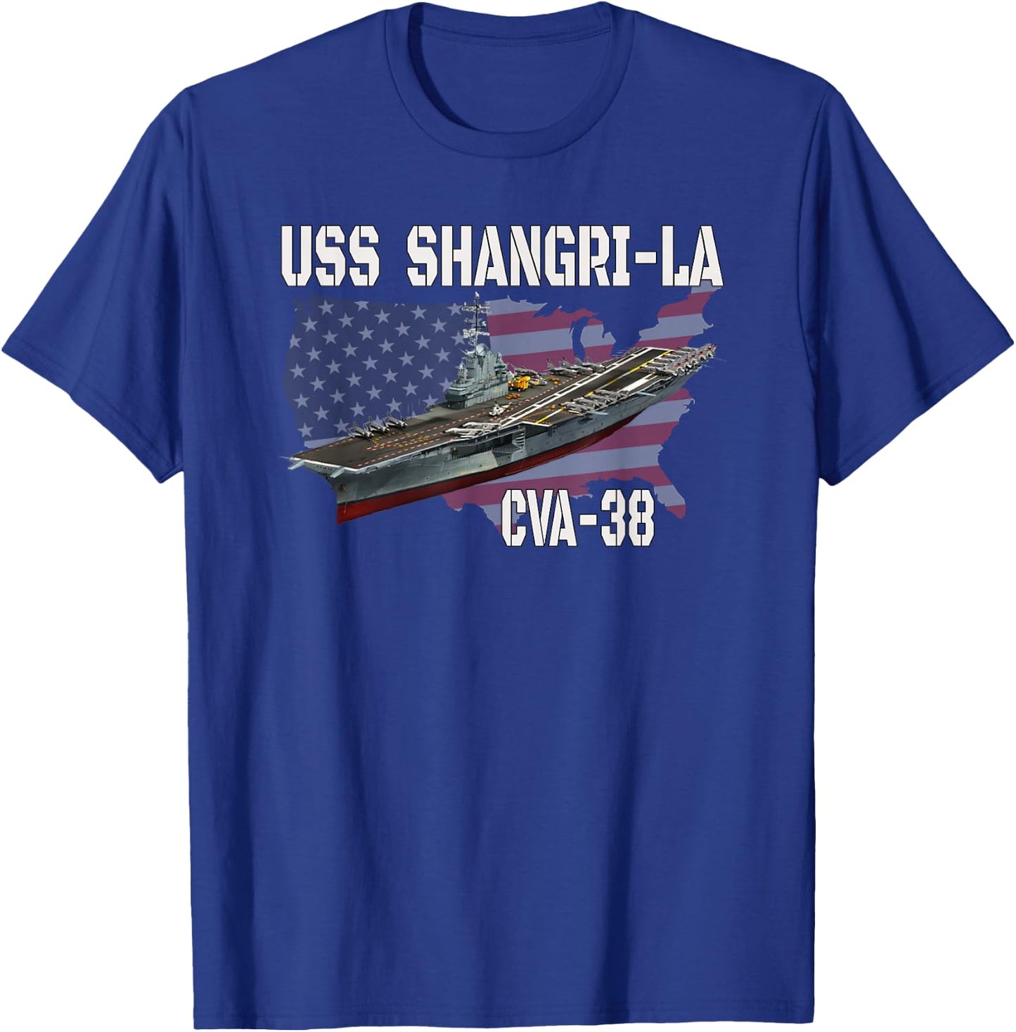 USS Shangri-La CVA-38 Aircraft Carrier Veterans Day Father's T-Shirt - T-Shirt | Royal