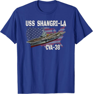 USS Shangri-La CVA-38 Aircraft Carrier Veterans Day Father's T-Shirt - T-Shirt | Royal