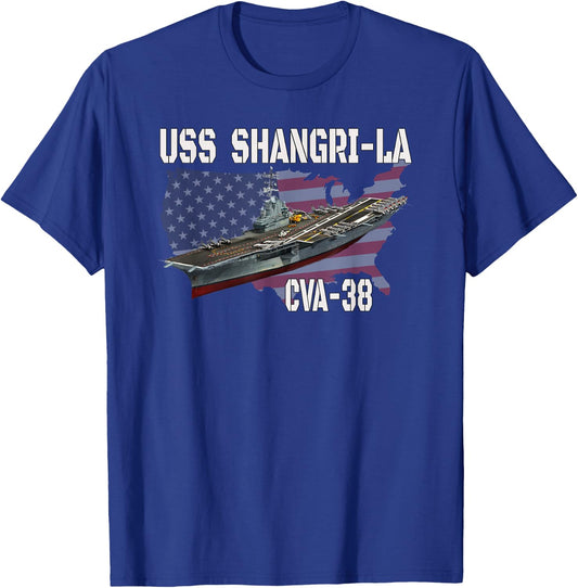 USS Shangri-La CVA-38 Aircraft Carrier Veterans Day Father's T-Shirt - T-Shirt | Royal