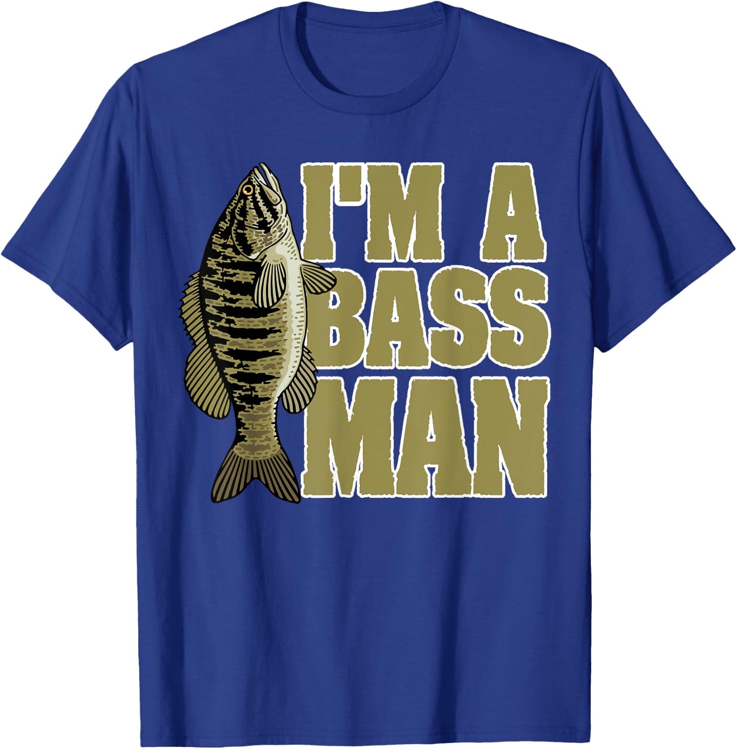 Bass Fishing Angling Mam Black Fish Fisherman Sport T-Shirt - T-Shirt | Royal