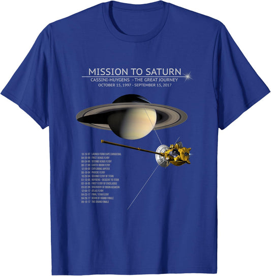 Cassini Huygens Saturn Mission Tour Grand Finale Space Gift T-Shirt - T-Shirt | Royal