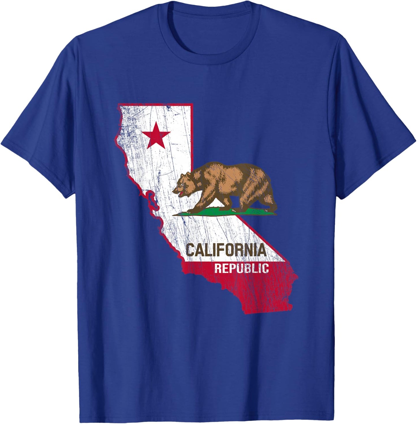 California Republic Flag - Distressed Design - Classic T-Shirt - T-Shirt | Royal