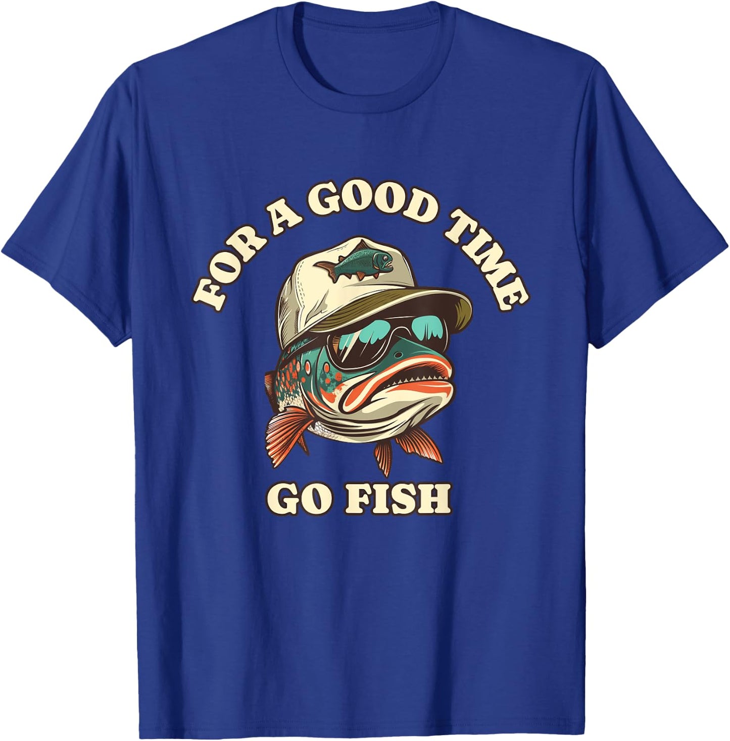 Funny Trout Fisherman Fishing Good Time Joke , Small, Black T-Shirt - T-Shirt | Royal