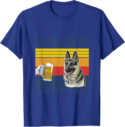i like beer and my German Shepherd and maybe 3 people T-Shirt - T-Shirt | Royal