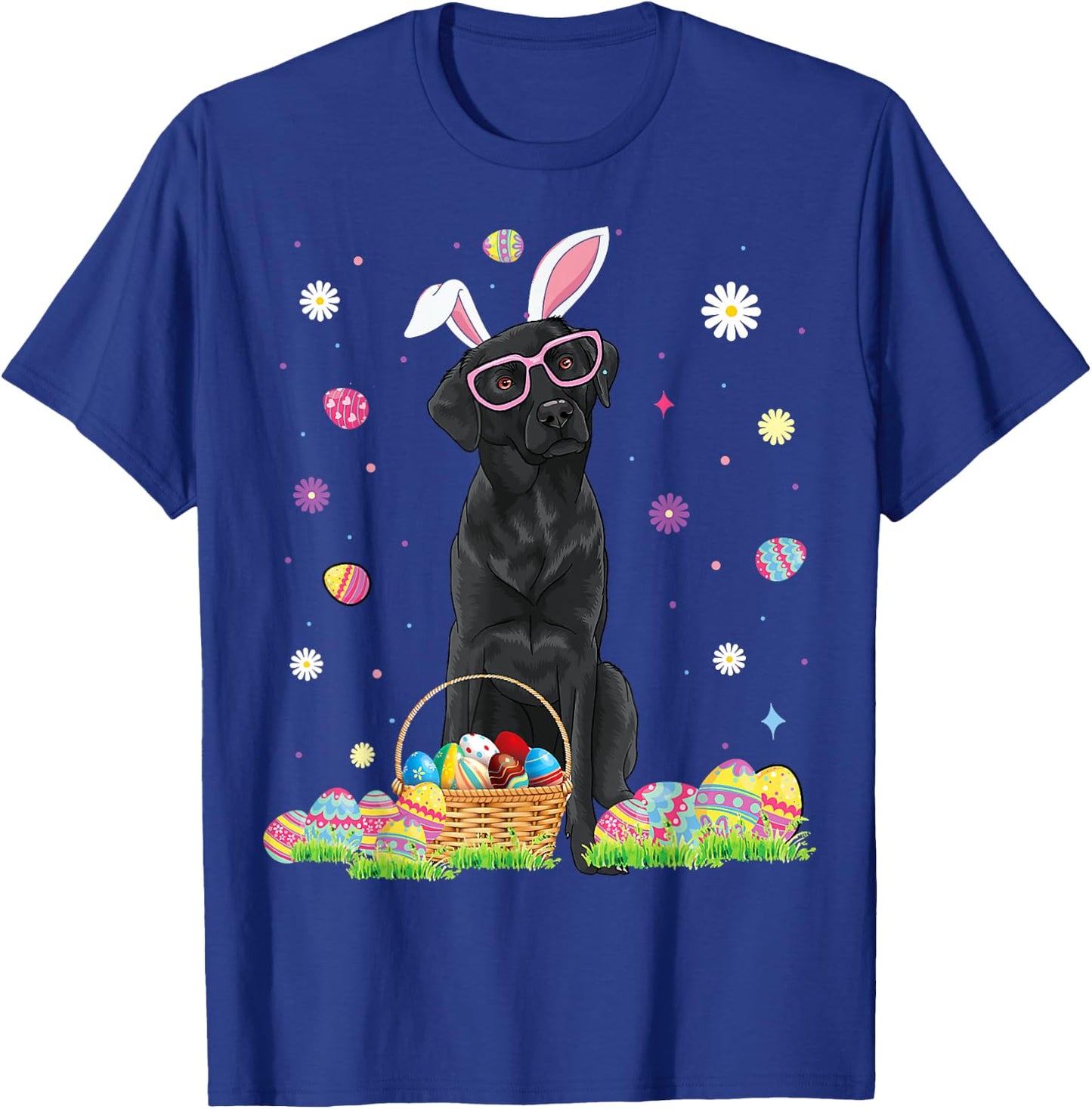 Happy Easter Cute Black Labrador Bunny Ears Dog Lovers Women Girls Kids T-Shirt - T-Shirt | Royal