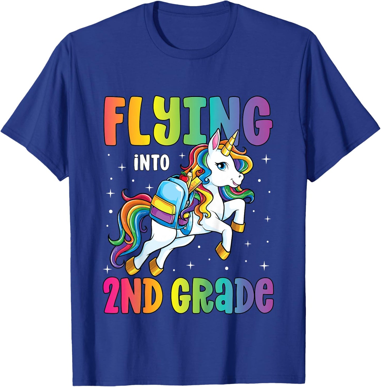 Second Grade Girls Unicorn First Day of 2nd Grade T-Shirt - T-Shirt | Royal