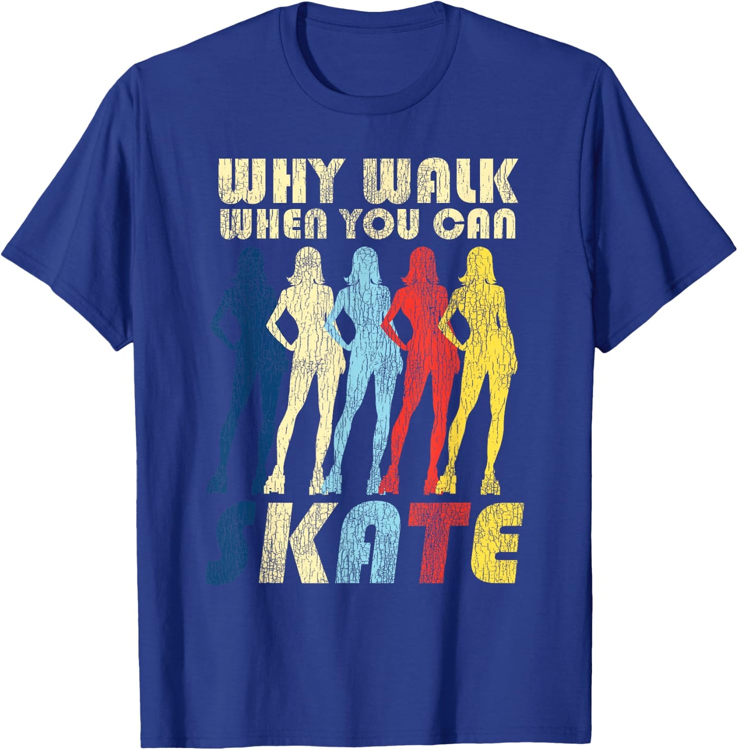 Cool Roller Skating Skate Girl 1970S Retro T-Shirt - T-Shirt | Royal
