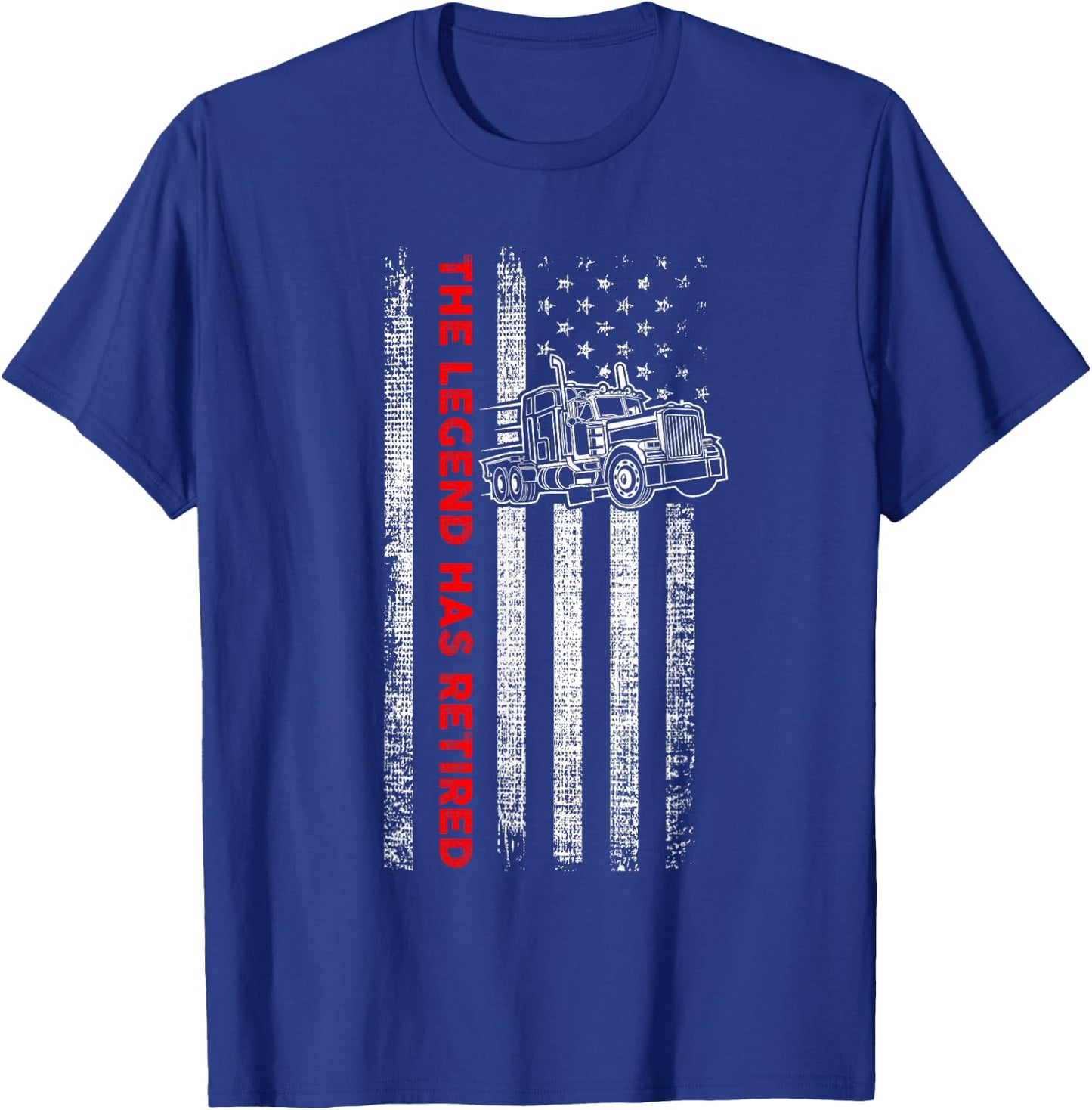 Retired Truck Driver - Patriotic Trucker - American Flag T-Shirt - T-Shirt | Royal