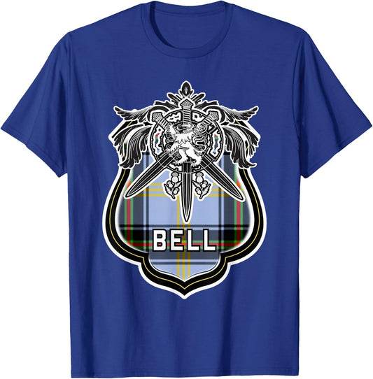Bell Scottish Clan Family Tartan Lion Sword Name T-Shirt - T-Shirt | Royal
