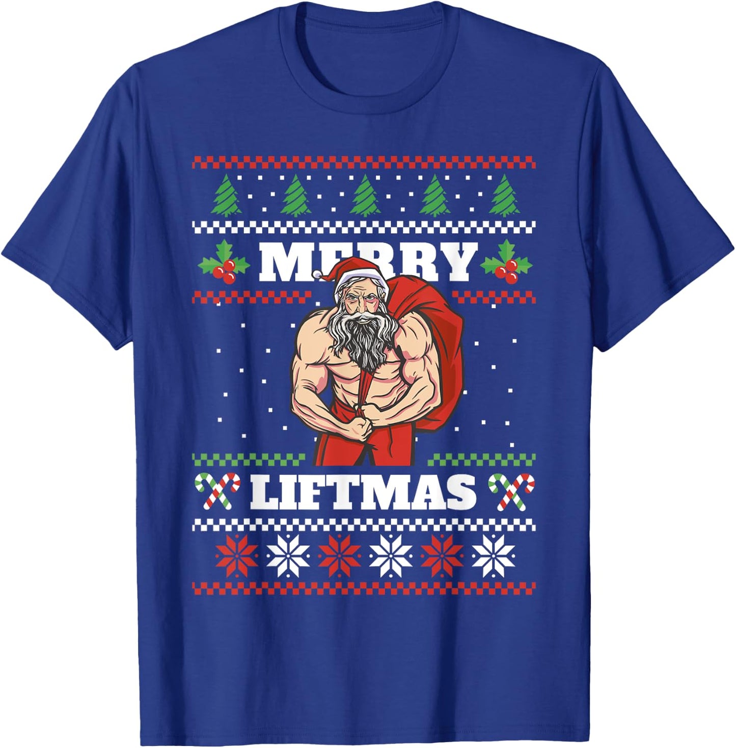 Santa Claus Weightlifting Christmas Fitness Gym Xmas Men T-Shirt - T-Shirt | Royal