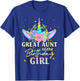 Great Aunt of the Birthday Girl Unicorn Rainbow Matching Fam T-Shirt - T-Shirt | Royal