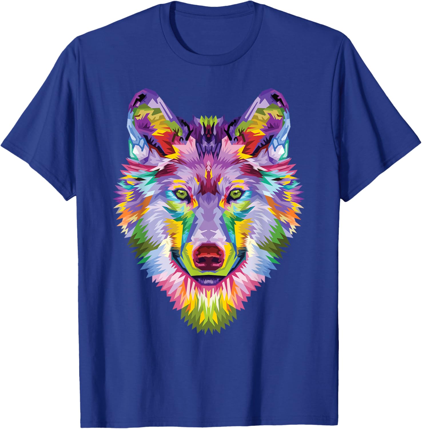 colorful wolf head art Face gifts for lover wolves wildlife T-Shirt - T-Shirt | Royal