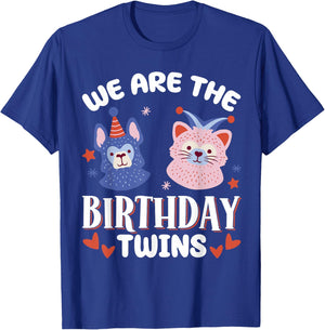 We Are The Birthday Twins , Small, Black T-Shirt - T-Shirt | Royal