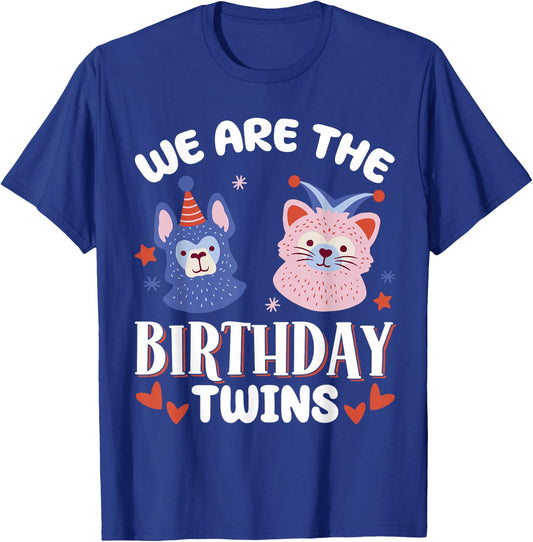 We Are The Birthday Twins , Small, Black T-Shirt - T-Shirt | Royal
