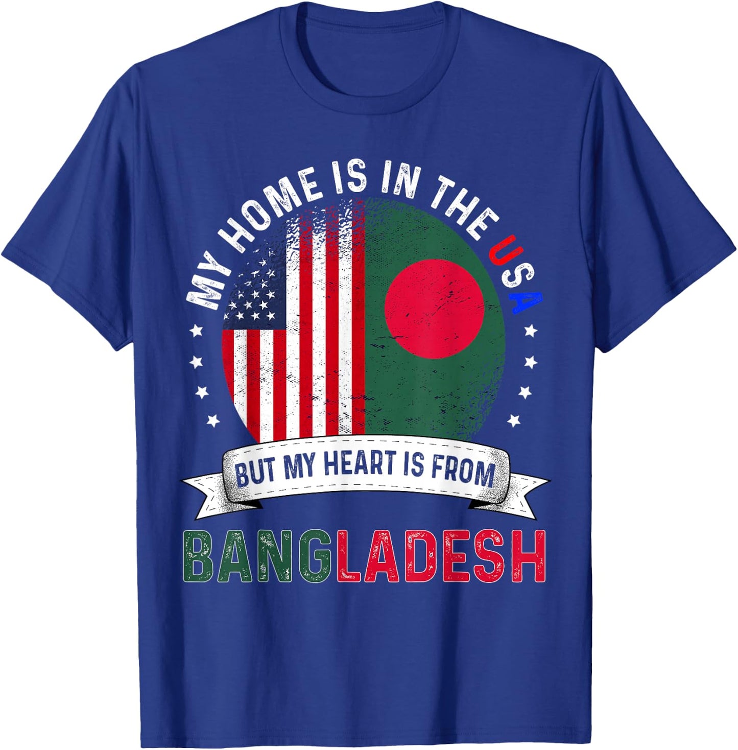 Bangladeshi American Patriot Heart is from Bangladesh Flag T-Shirt - T-Shirt | Royal