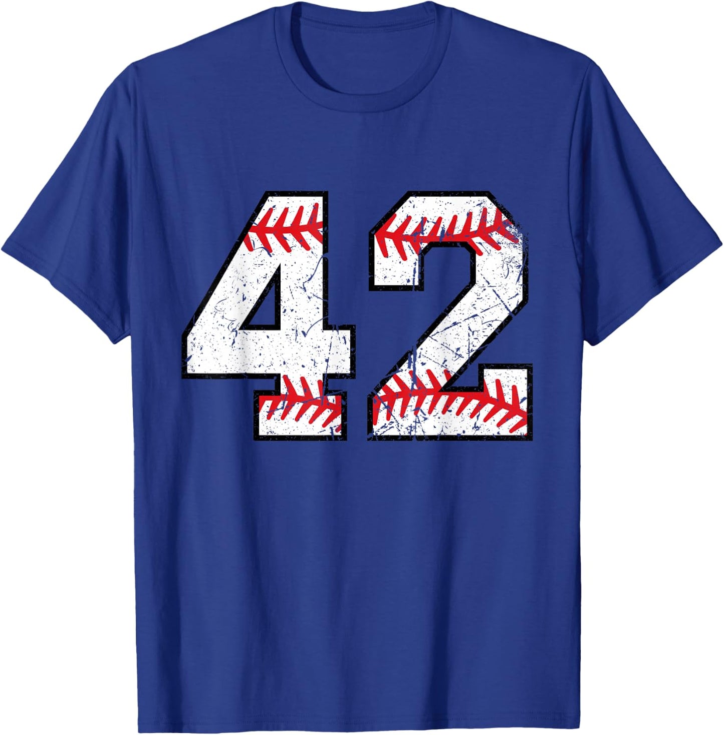 Number #42 Baseball Softball Varsity Vintage Number T-Shirt - T-Shirt | Royal