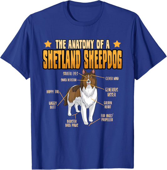 Sheltie The Anatomy Of A Shetland Sheepdog Puppy Lovers Women T-Shirt - T-Shirt | Royal