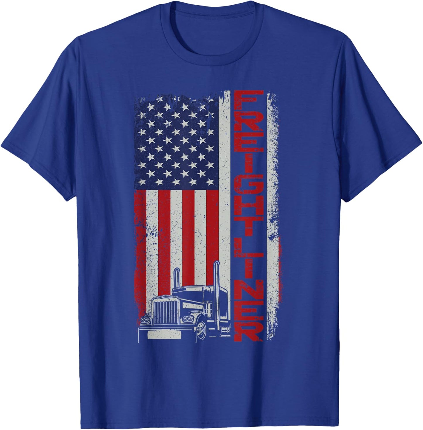 Trucker Truck Driver Halloween Pun Vintage Usa American Flag T-Shirt - T-Shirt | Royal