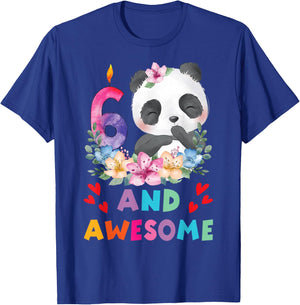 6 Years Old 6th Birthday Panda Unicorn Girl Party Gift T-Shirt - T-Shirt | Royal