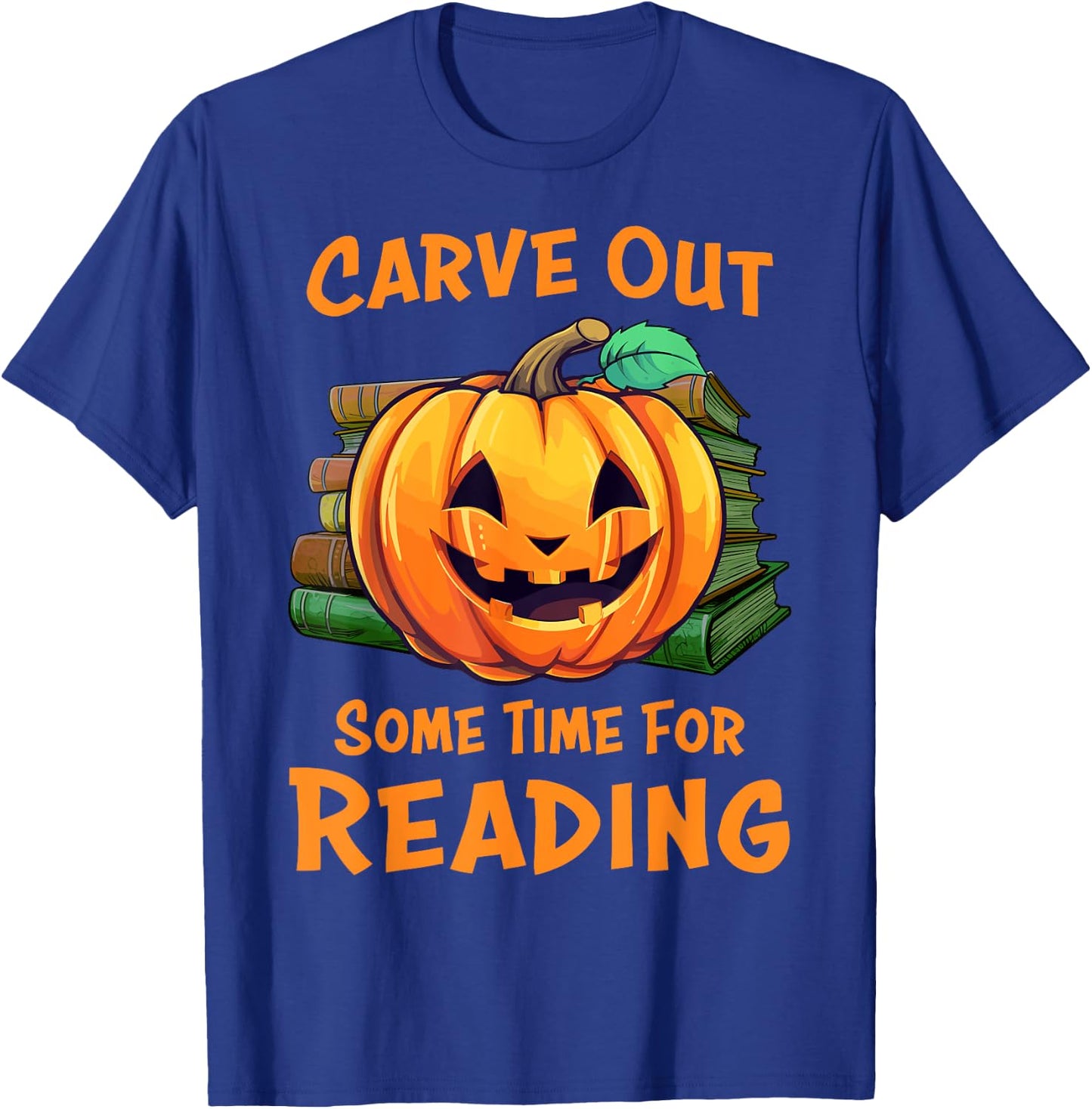 Funny Halloween Teacher Librarian Pumpkin Reading Books Men Women Kids T-Shirt - T-Shirt | Royal