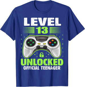 Official Teenager 13th Birthday Level 13 Unlocked T-Shirt - T-Shirt | Royal
