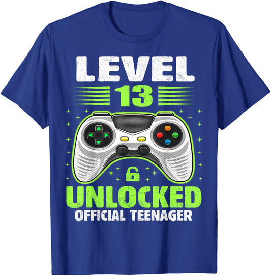 Official Teenager 13th Birthday Level 13 Unlocked T-Shirt - T-Shirt | Royal