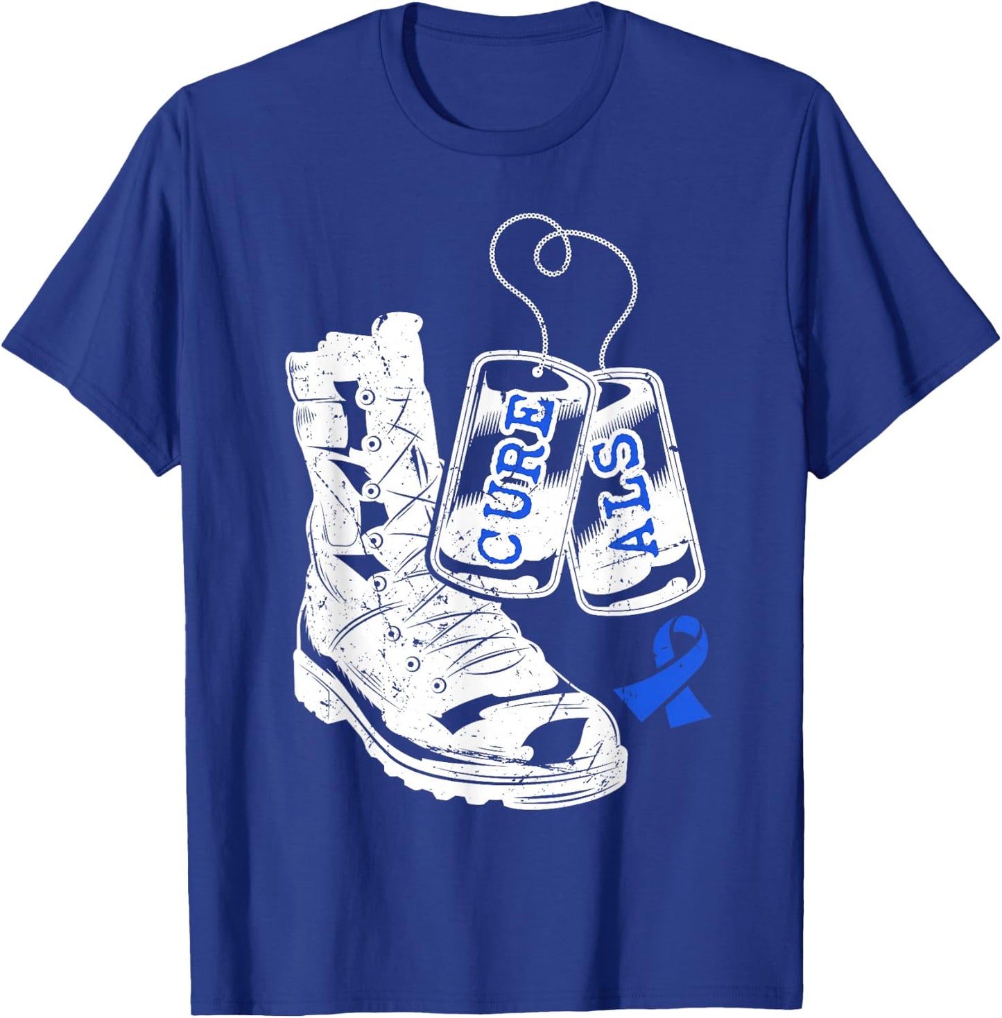 ALS Awareness Proud Military Family Veteran Memorial Day T-Shirt - T-Shirt | Royal