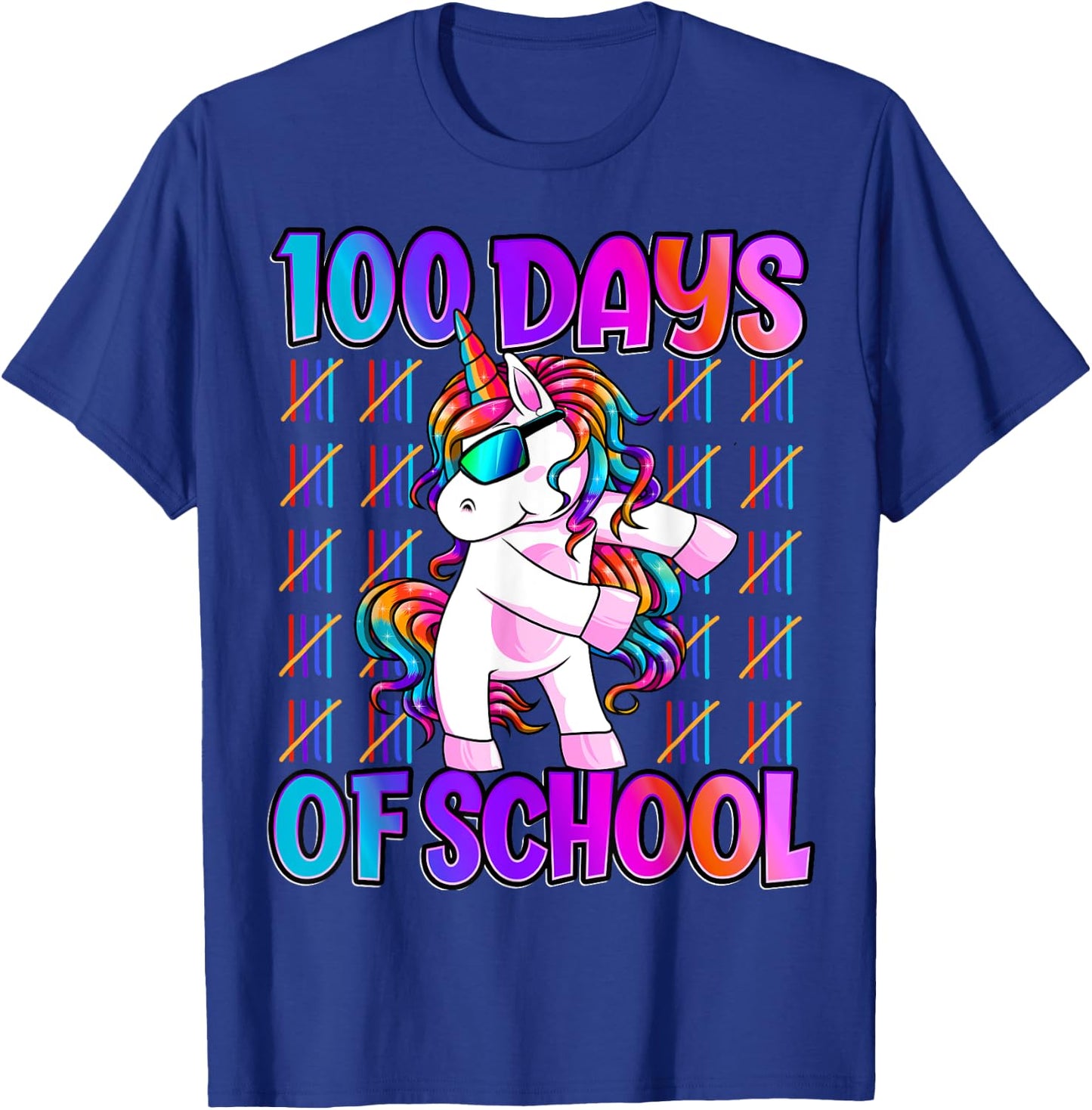 100 Days Of School Shirt Unicorn 100 Days Smarter 100th Day T-Shirt - T-Shirt | Royal