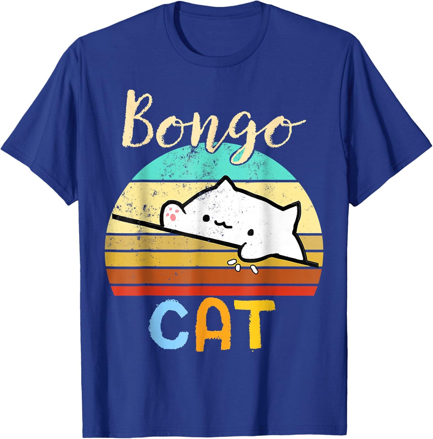 vintage sunset Bongo Cat cute Gamer meme gift T-Shirt - T-Shirt | Royal