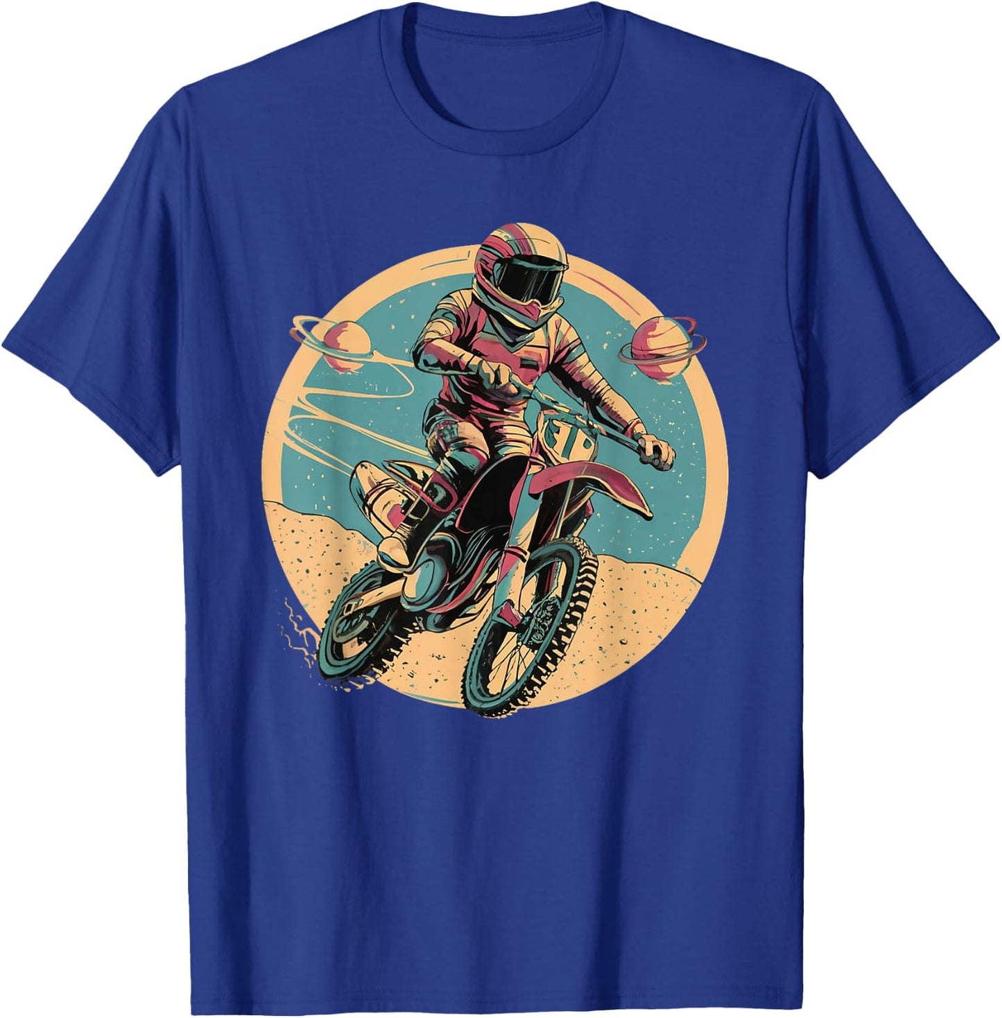 Astronaut Motocross Racing Motorcycle Rider Space Adventure T-Shirt - T-Shirt | Royal
