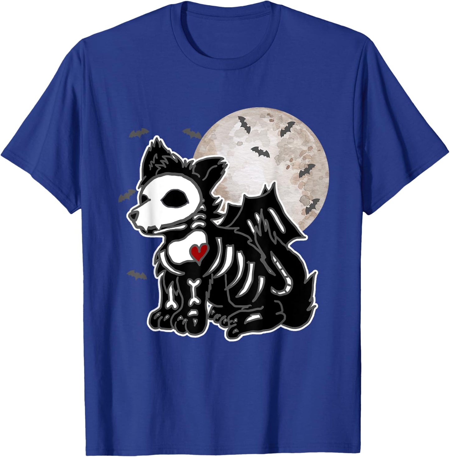 Halloween Emo Wolf Skeleton Anime Goth Costume Kids Girls T-Shirt - T-Shirt | Royal