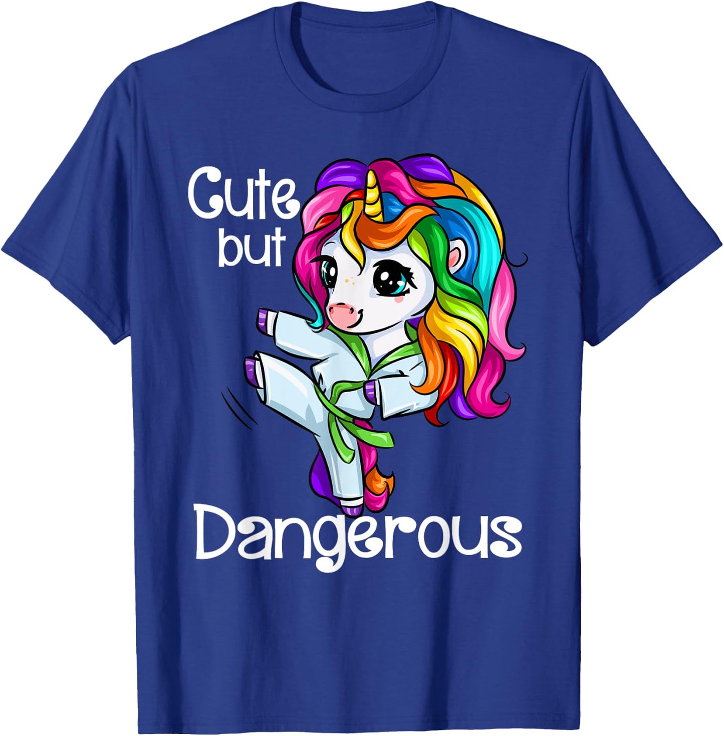 Cute But Dangerous Funny Karate Unicorn Girl T-Shirt - T-Shirt | Royal