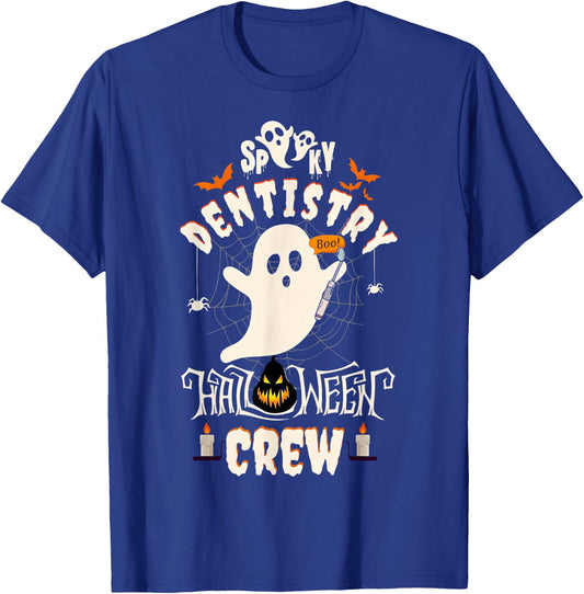 Spooky Dentistry Halloween Crew Ghost Boo Dental Hygienist T-Shirt - T-Shirt | Royal