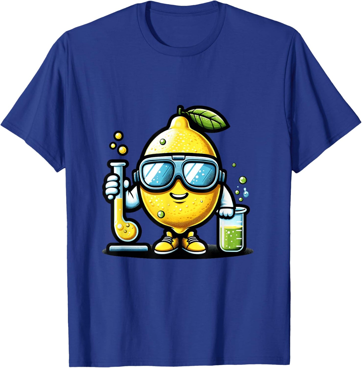Funny Lemon Scientist Experiment Cartoon Chemistry T-Shirt - T-Shirt | Royal